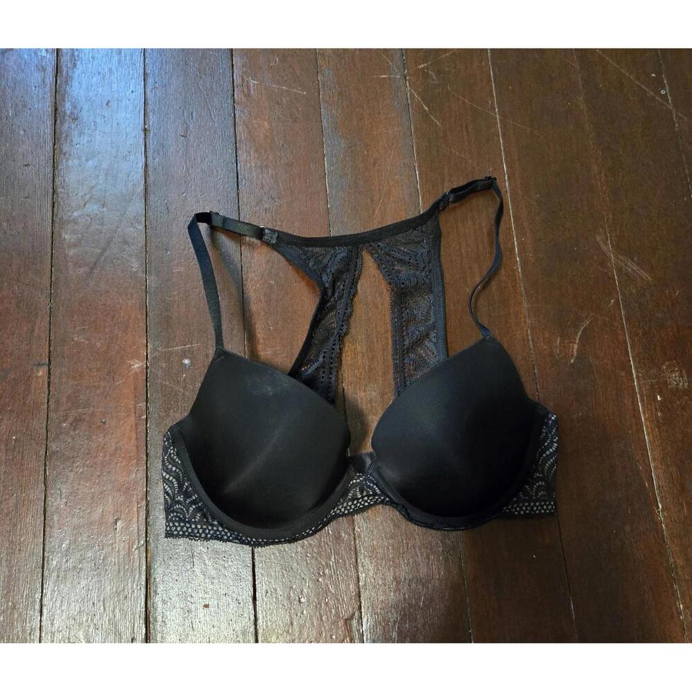 Felina 34C black lace racerback padded tshirt bra